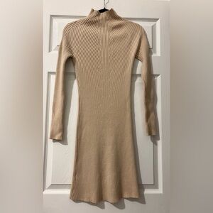 Fashion Nova Cream Ribbed Knit Dress